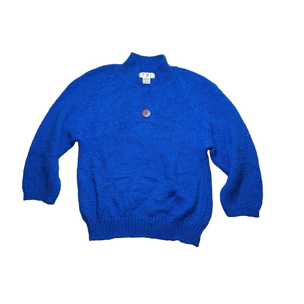 Vtg 80s Toi Sweater Womens S Royal Blue Grandma Chic Cottagecore Retro Granny